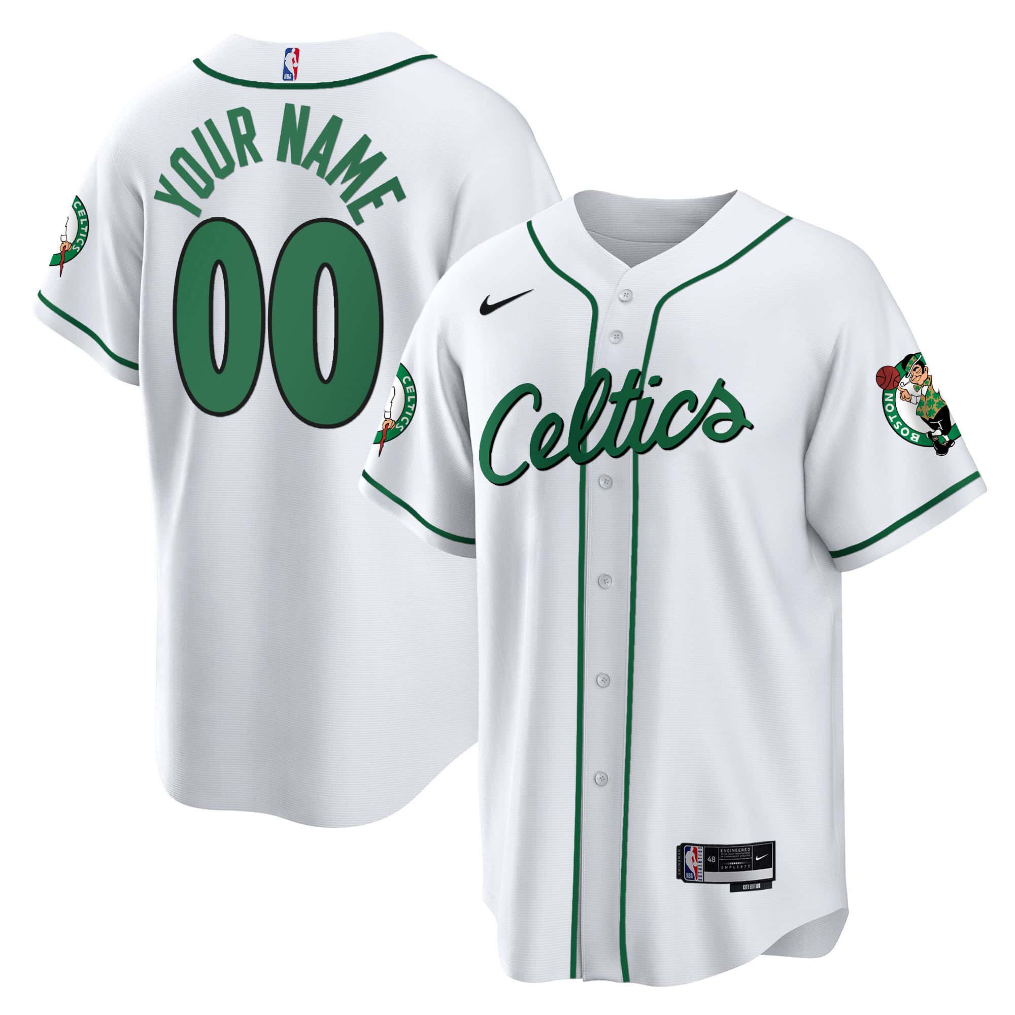 Men Boston Celtics White 2024 Nike Baseball Custom NBA Jersey style 1